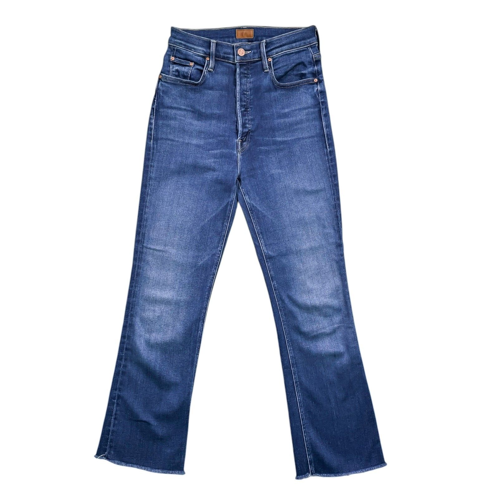 Mother Womens 28 The Tripper Ankle Fray Blue Jeans High Rise Stretch Denim